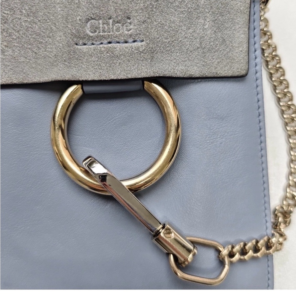 Chloé Light Blue Leather Shoulder Bag with Gold Hardware AUTHENTIC - Picture 2 of 13